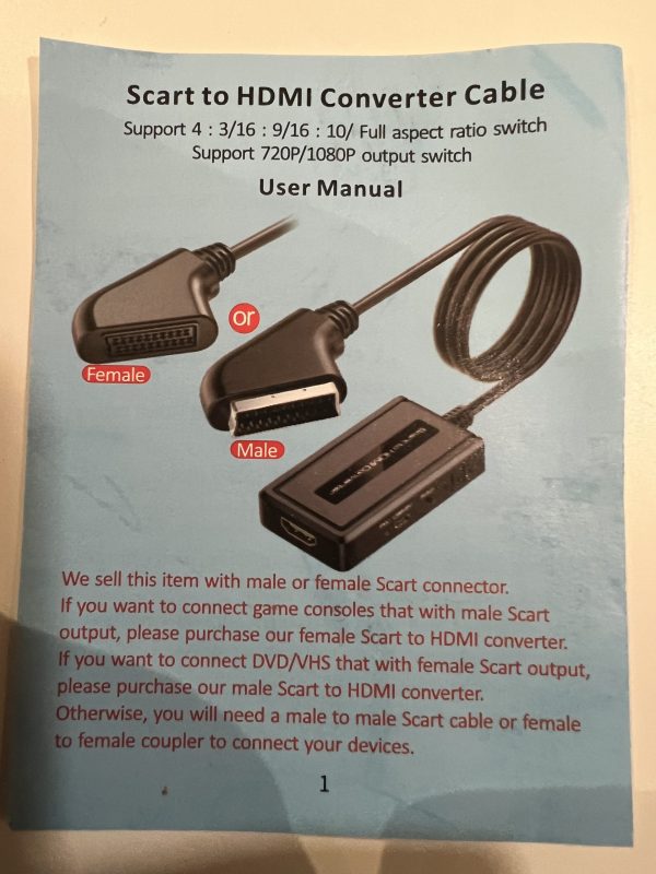 Scart naar HDMI converterkabel (4:3 & 16:9) CET