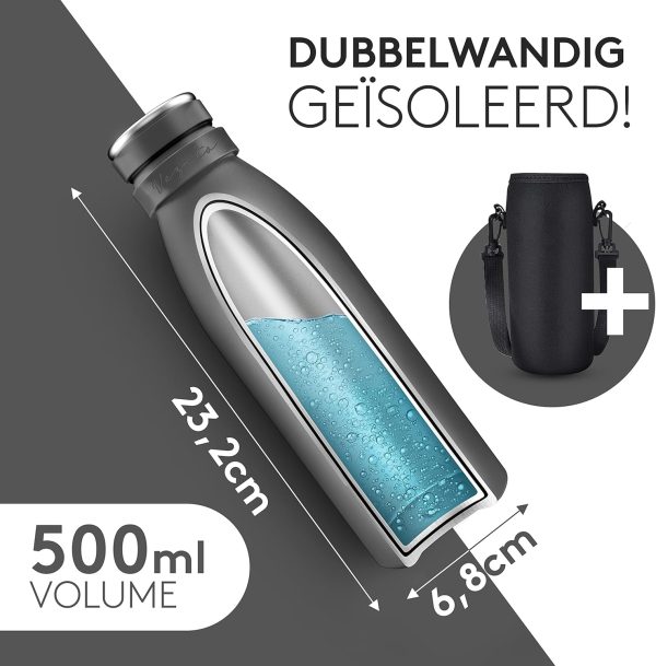 Waterfles RVS Vezato (grijs) - Afbeelding 3